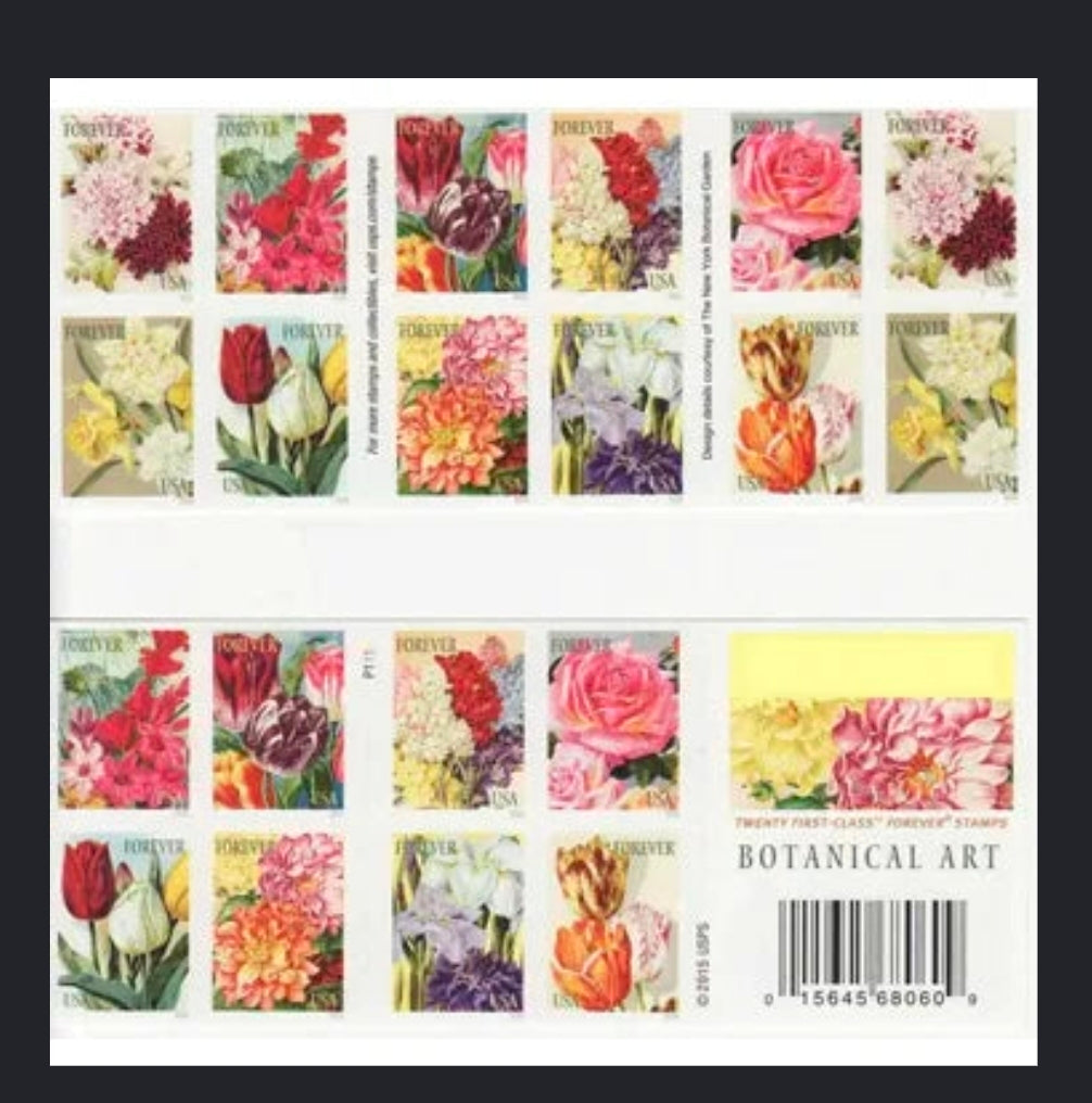USA Forever Botanical Art Booklet of 20 Stamps
