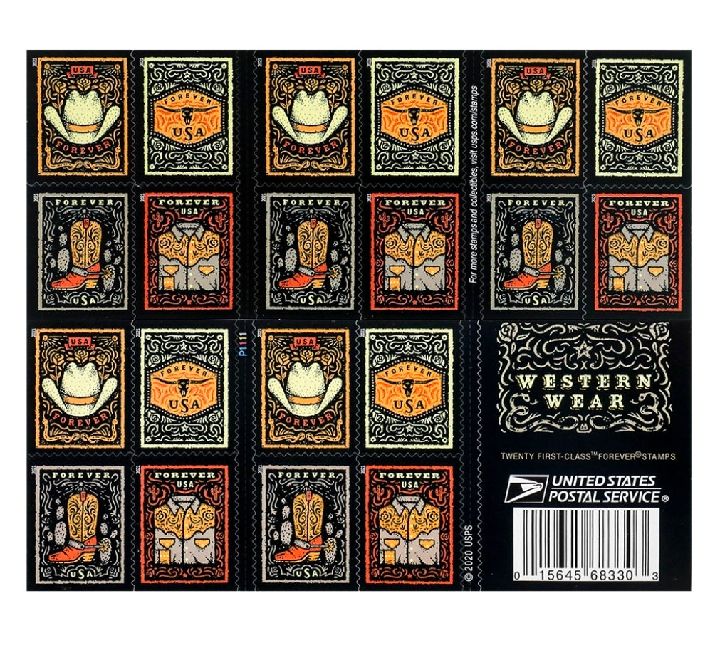 USA Forever Western Cowboy Booklet of 20 Stamps