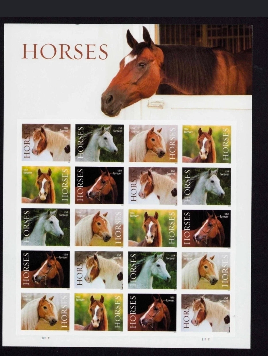 USA Forever Horses Sheet of 20 Stamps